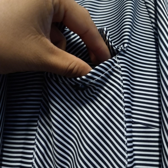 Pin Stiped Maxi Dress size 2X front pockets, stretches - Picture 9 of 10